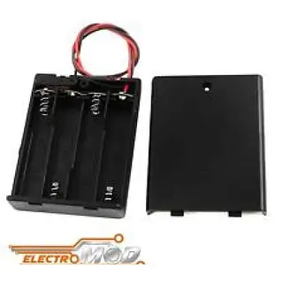 Portapila Para 4 Pila Aa Con Cable Y Switch