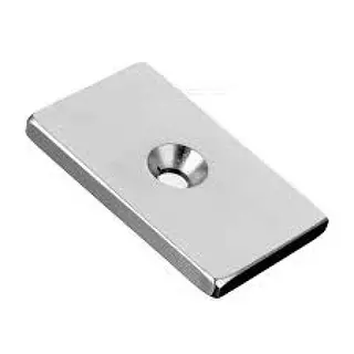 Iman Neodimio Rectangular Con Agujero 20x10x3mm Gauss 2300