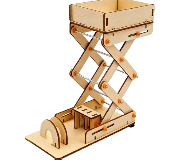 Kit Estudiantil Plataforma Elevadora Hidráulica En Madera