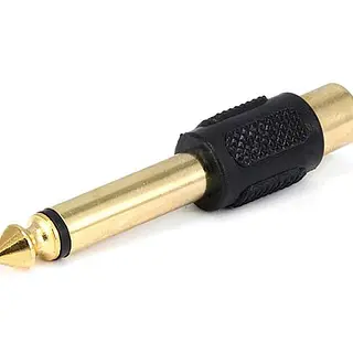 Plug 6.35mm Monofonico A Jack Rca Dorado