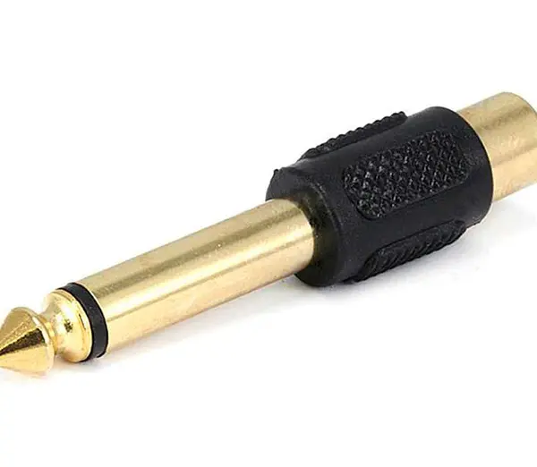 Plug 6.35mm Monofonico A Jack Rca Dorado