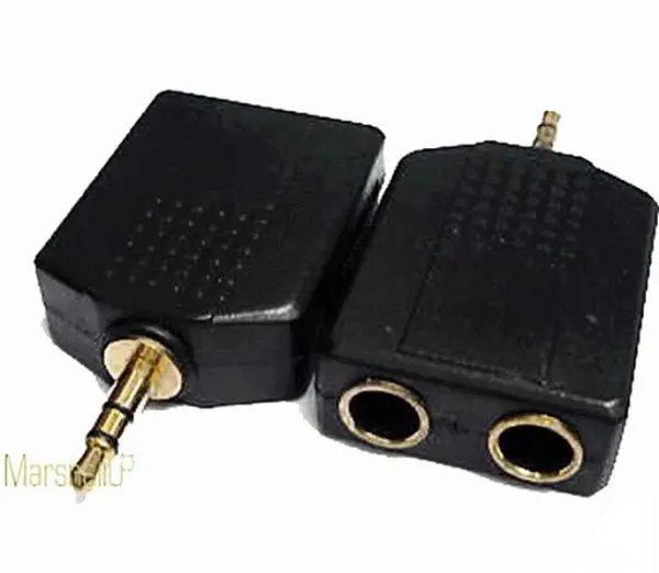 Plug 3.5mm Stereo A 2 Jack 6.35mm Dorado