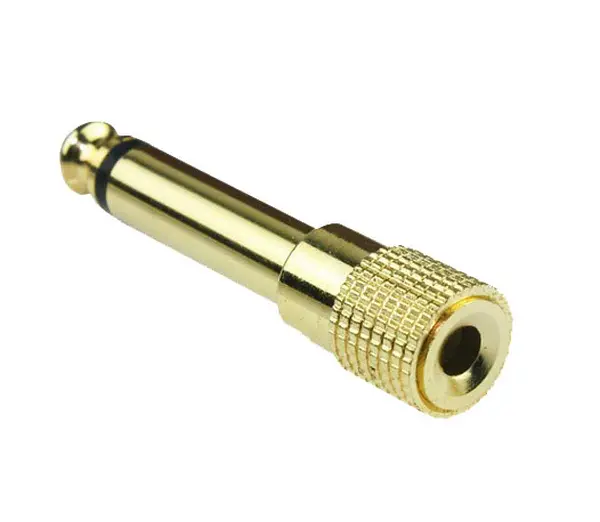 Plug 6.35mm Monofonico A Jack 3.5mm Dorado